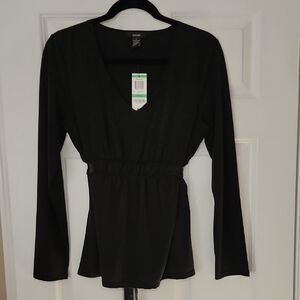 Alfani Black V-Neck Long Sleeve Top